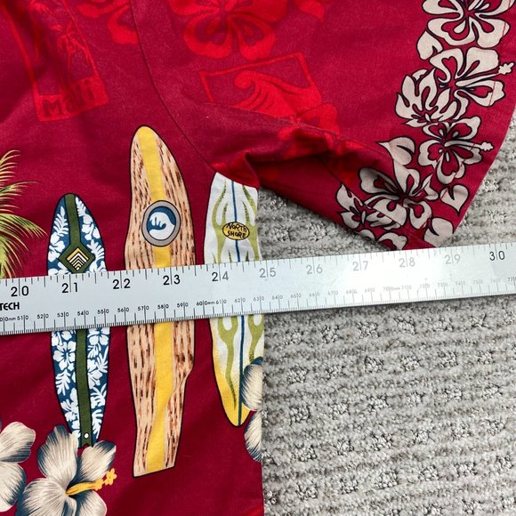 Vintage Winnie Fashion Hawaiian Shirt Men Extra Large XL Red Surf Boards Floral - Picture 11 of 12